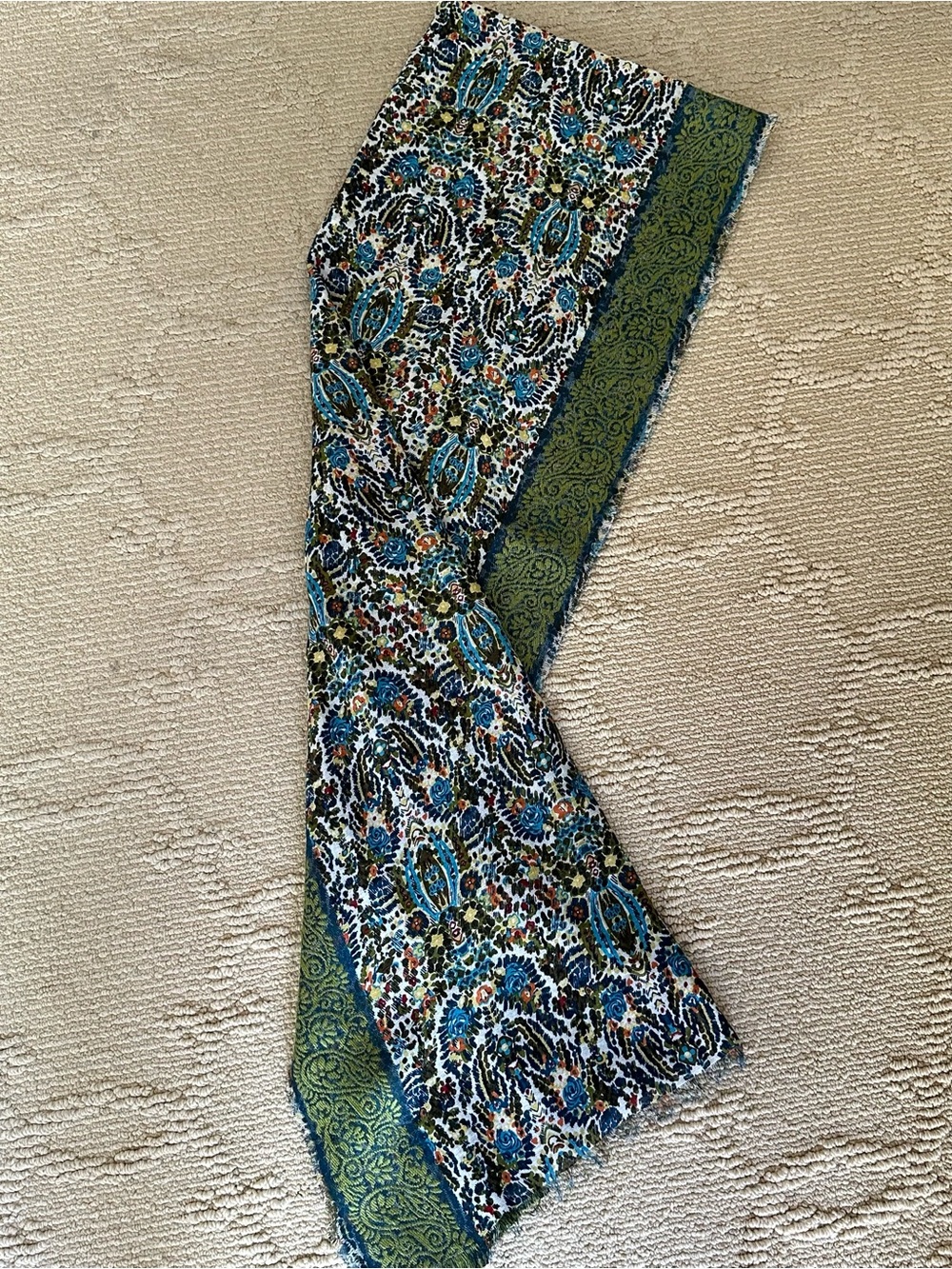 J Jill Floral Scarf Wrap With Embellished Paisley Borders EUC